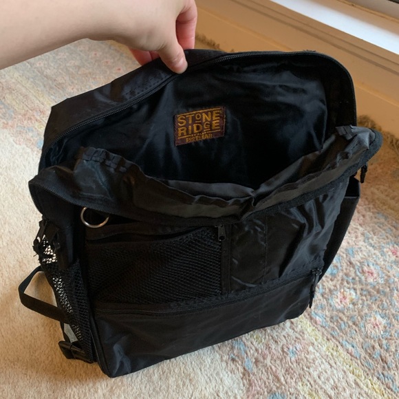Vintage 90s Stone Ridge Medium Size Backpack w/ Adjustable Straps Black - Picture 15 of 16